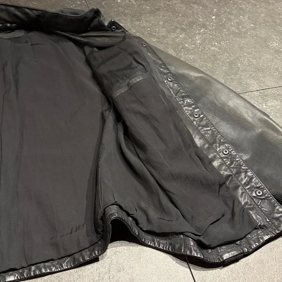 Men's All Saints Black Leather Shirt Jacket XXL - Picture 6 of 10